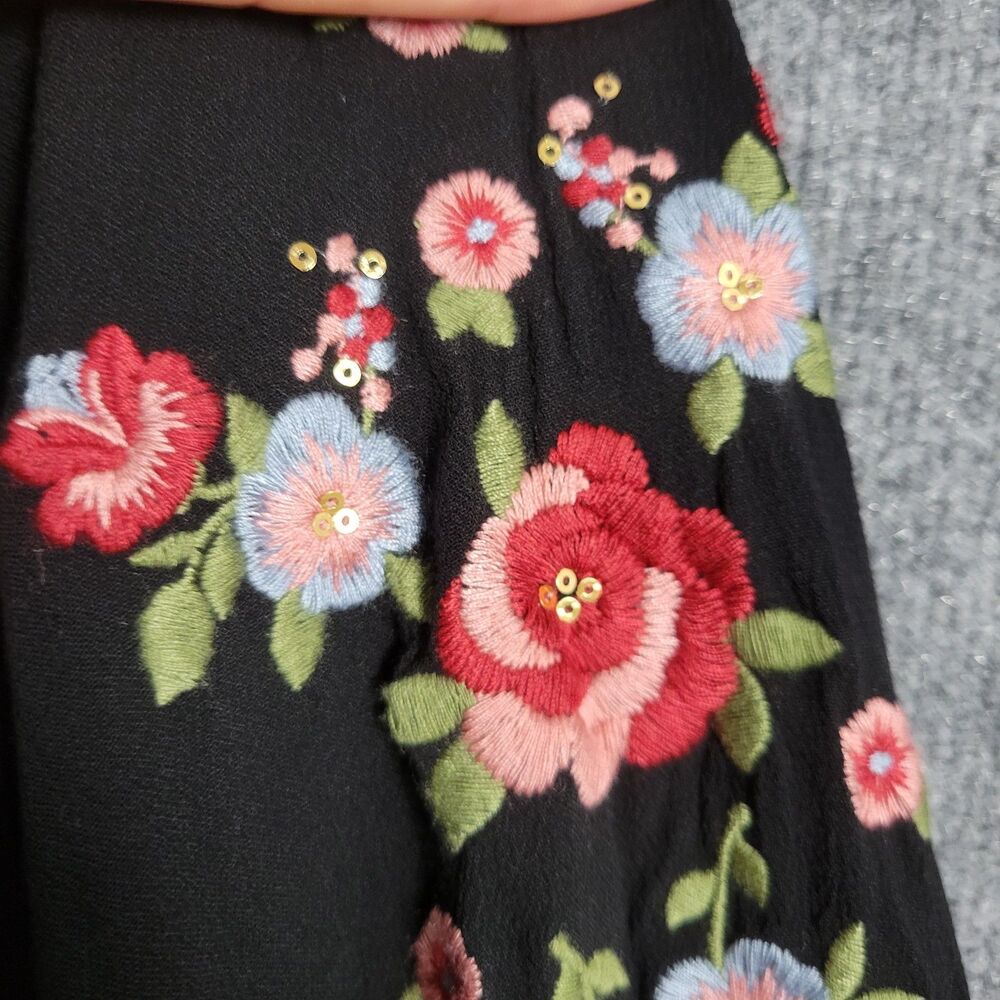 SAVANNA JANE Black Floral Embroidery Peter Pan Collar Top Twee Modest SIZE SMALL - Picture 8 of 14
